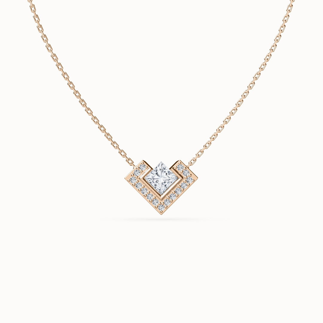 Aura Princess-cut Diamond Necklace with diamonds