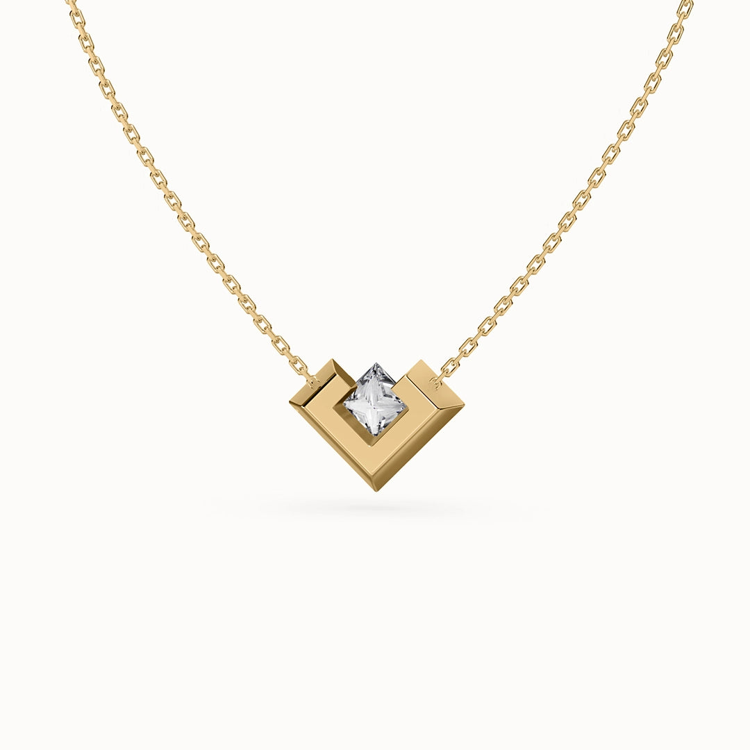 Aura Princess-cut Diamond Necklace with diamonds