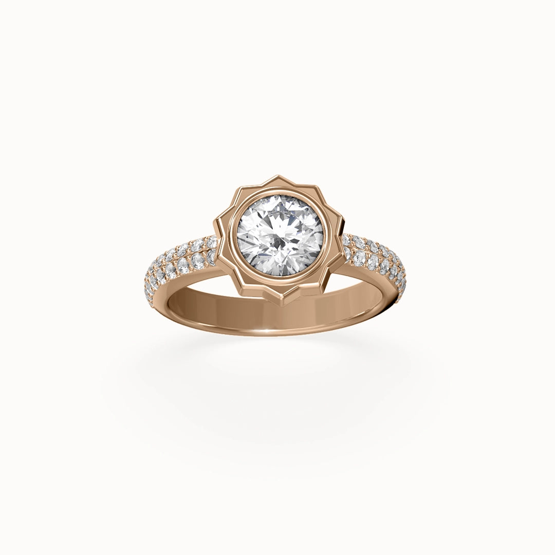 Cannelé Round-cut Diamond Engagement Ring