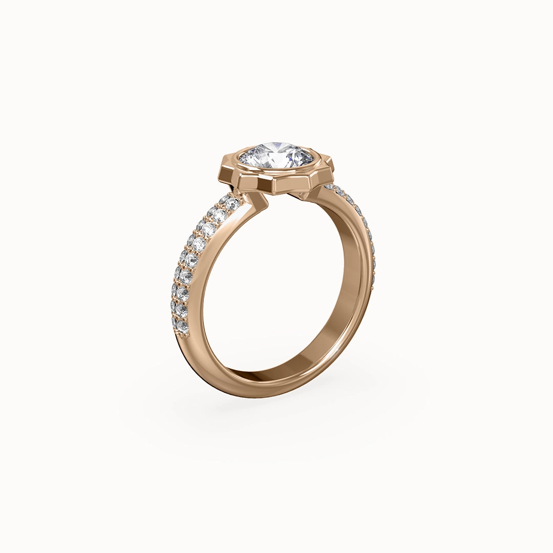 Cannelé Round-cut Diamond Engagement Ring