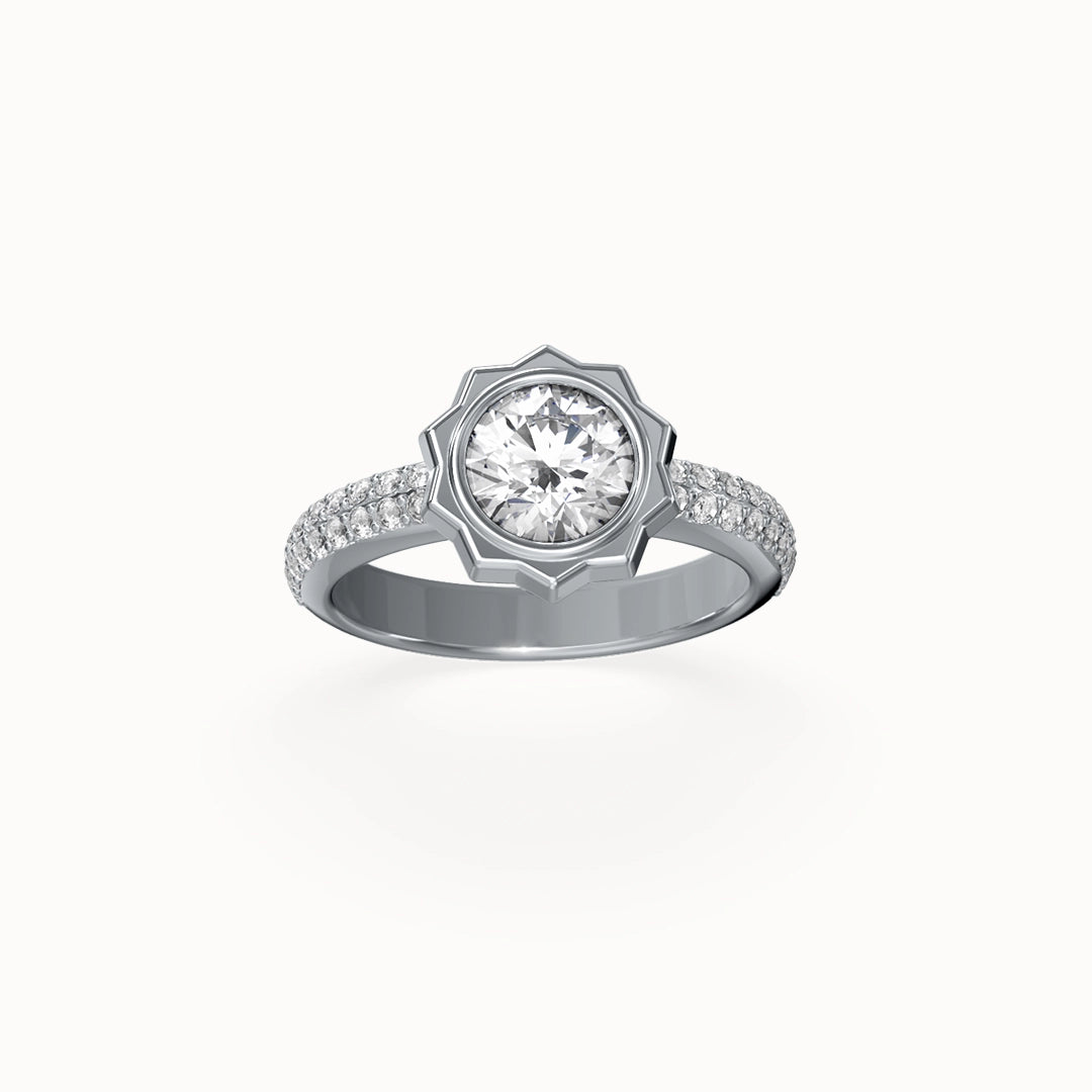 Cannelé Round-cut Diamond Engagement Ring