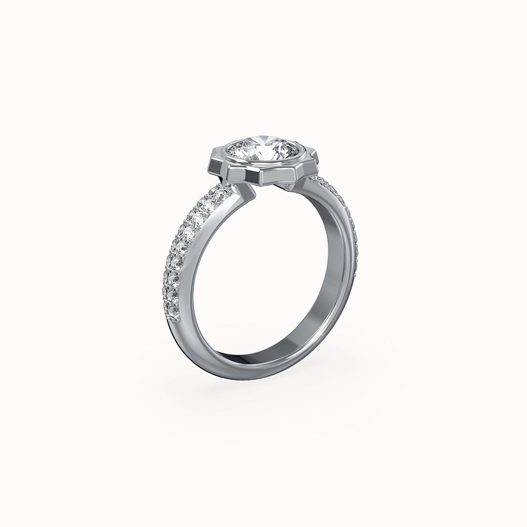 Cannelé Round-cut Diamond Engagement Ring