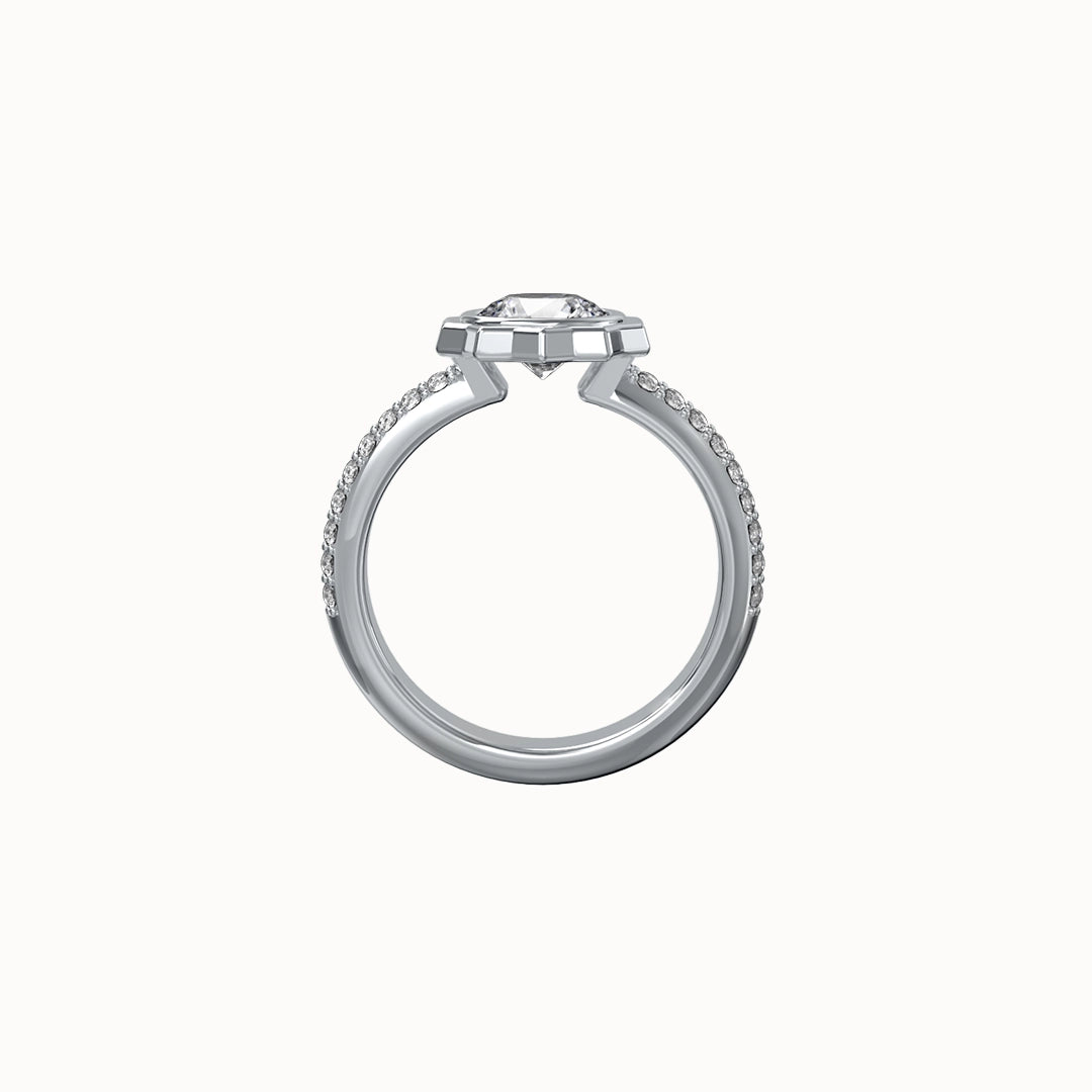 Cannelé Round-cut Diamond Engagement Ring