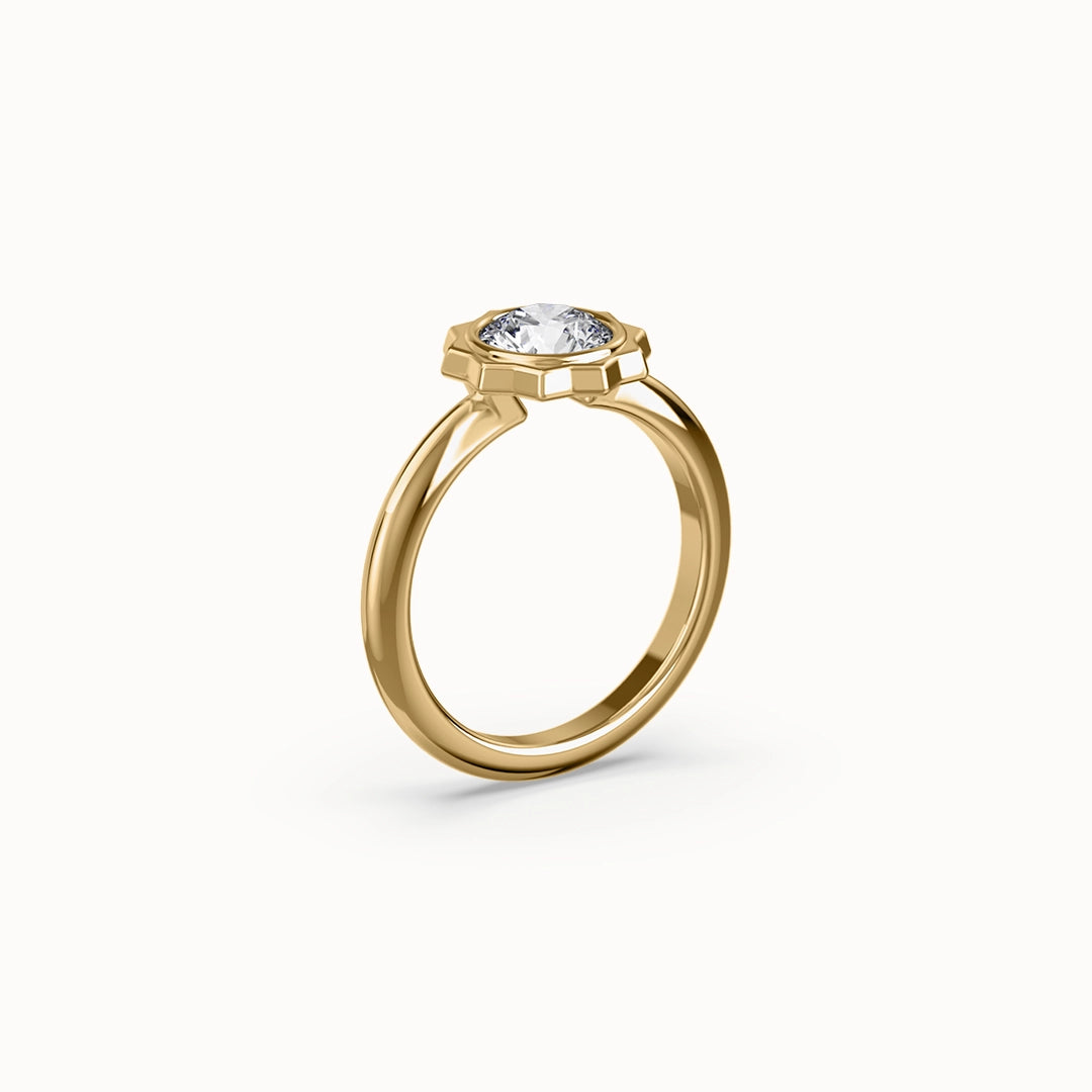 Cannelé Round Brilliant-cut Diamond Solitaire Ring
