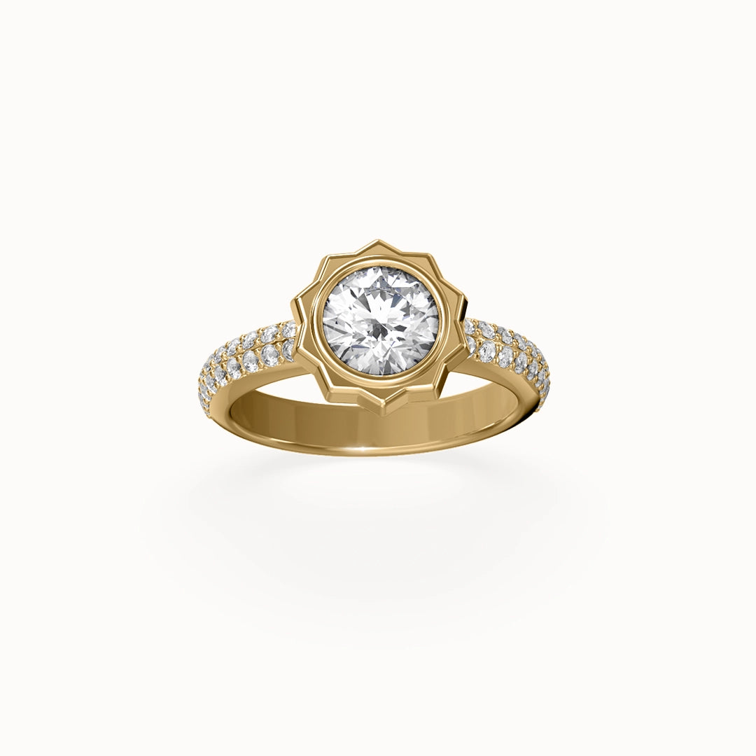 Cannelé Round-cut Diamond Engagement Ring