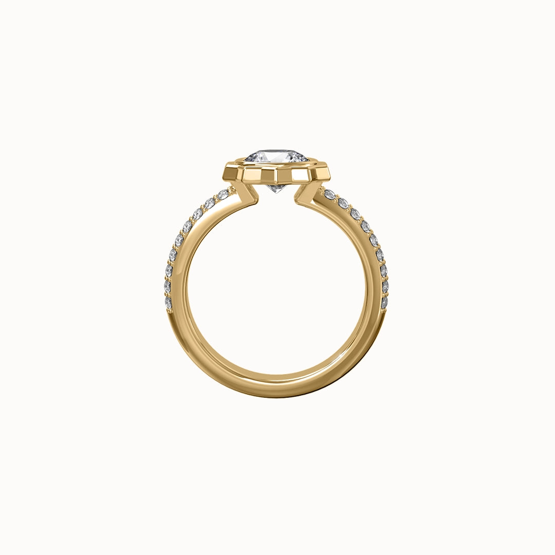 Cannelé Round-cut Diamond Engagement Ring