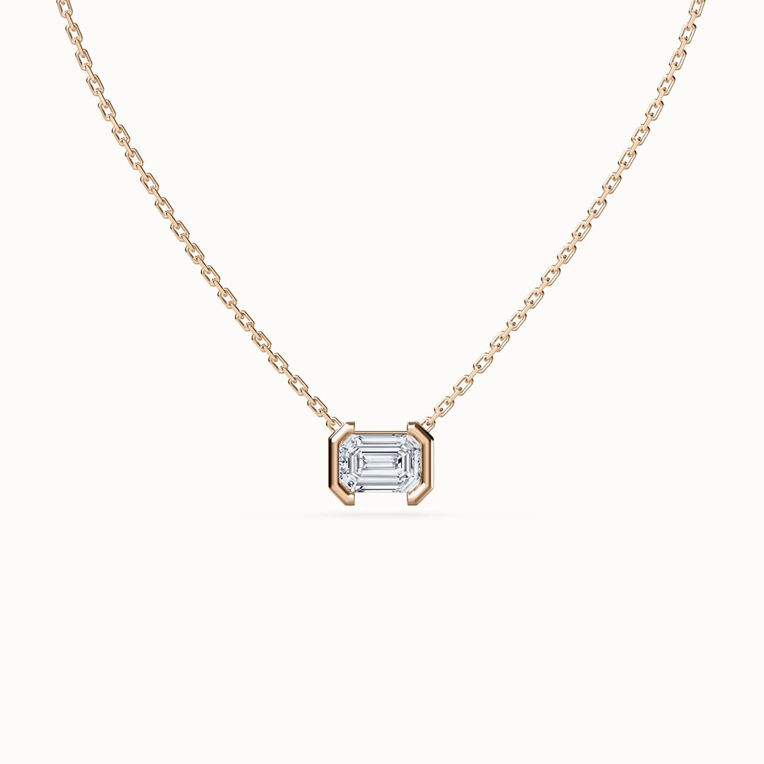 Echo Emerald-cut Diamond Necklace East to West