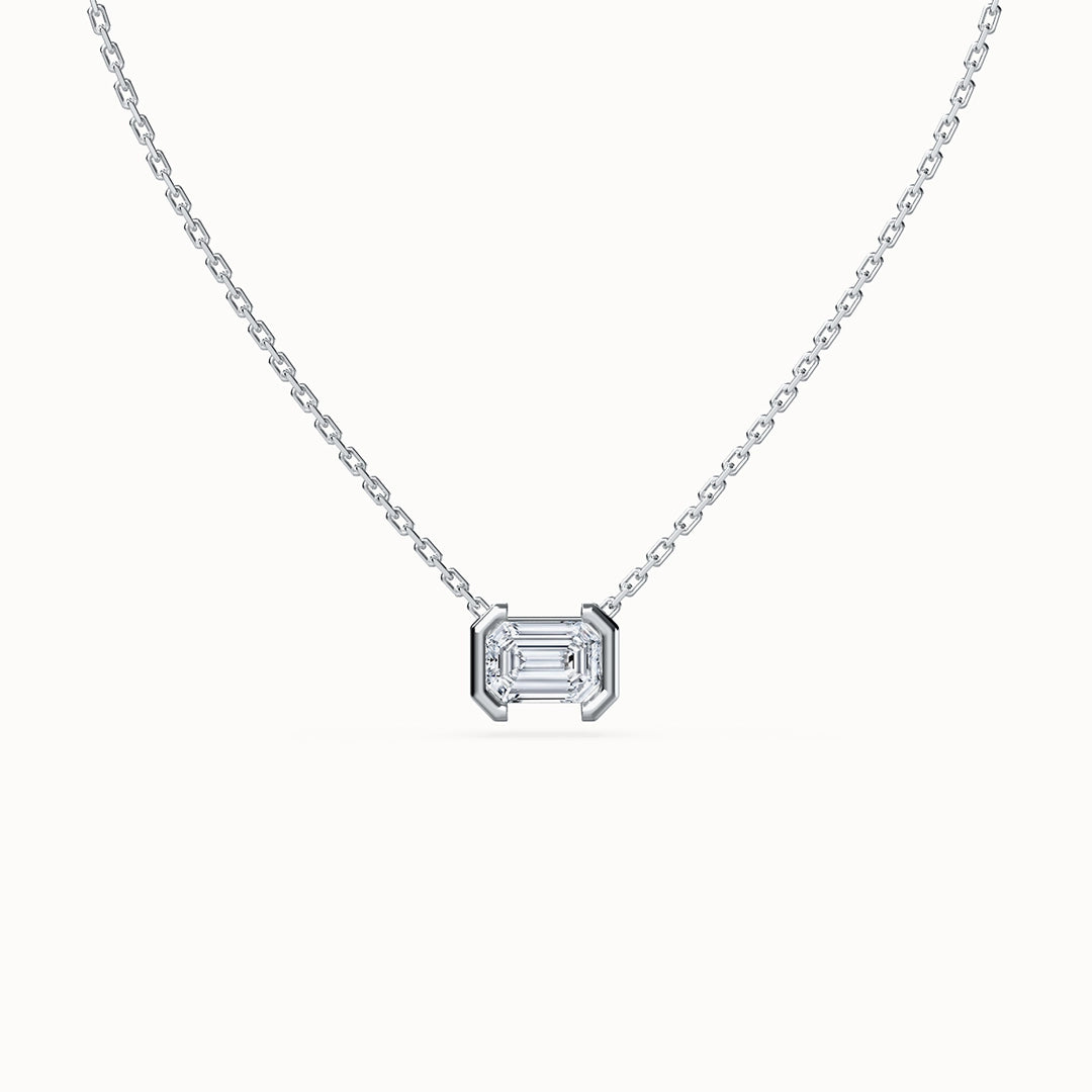 Echo Emerald-cut Diamond Necklace East to West