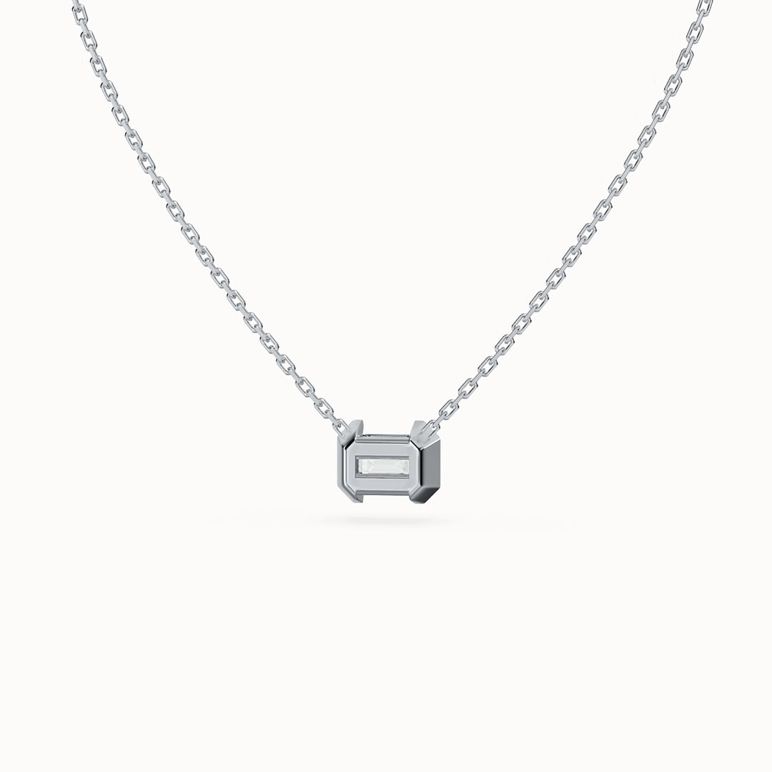 Echo Emerald-cut Diamond Necklace East to West