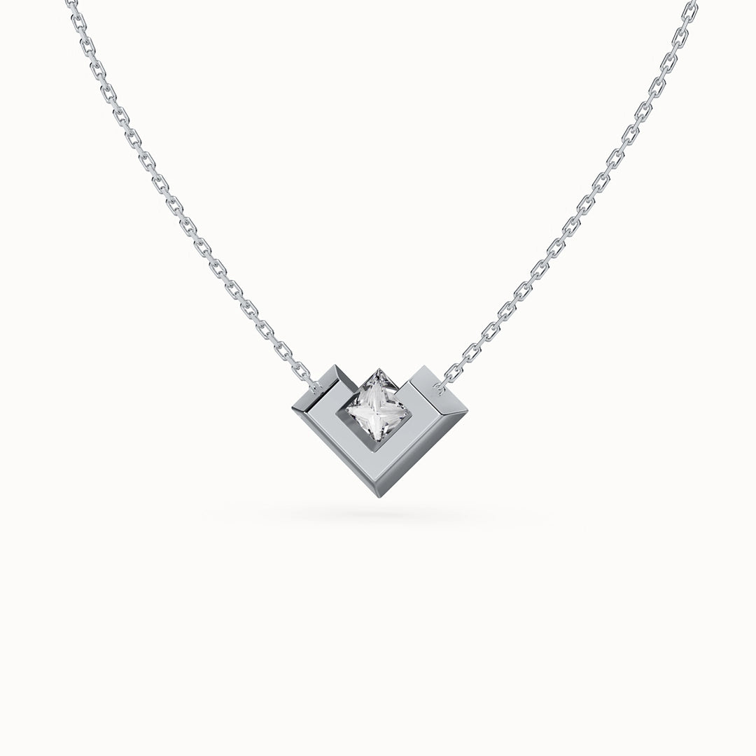 Aura Princess-cut Diamond Necklace with diamonds