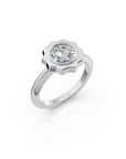 Cannelé Round Brilliant-cut Diamond Solitaire Ring