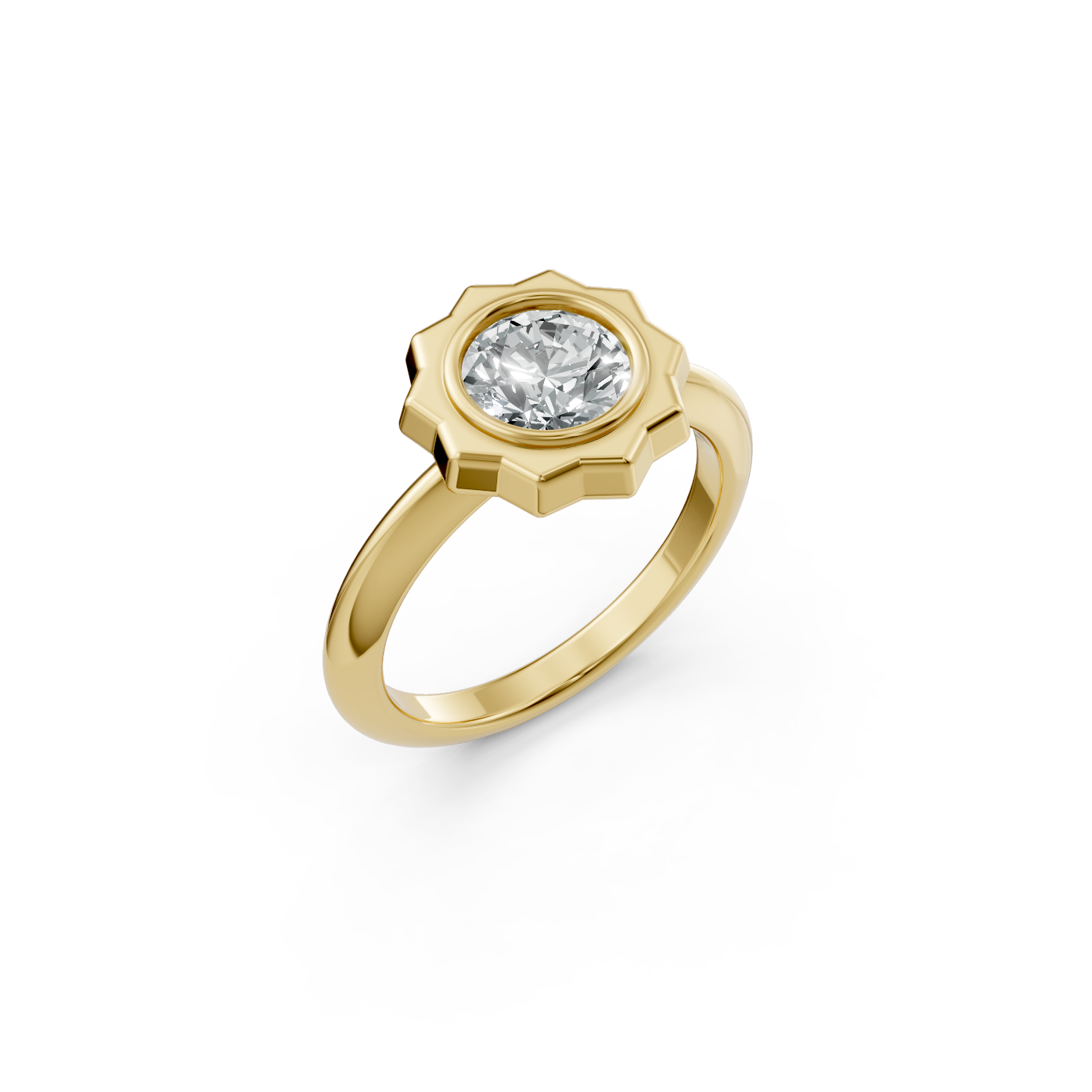 Cannelé Round Brilliant-cut Diamond Solitaire Ring