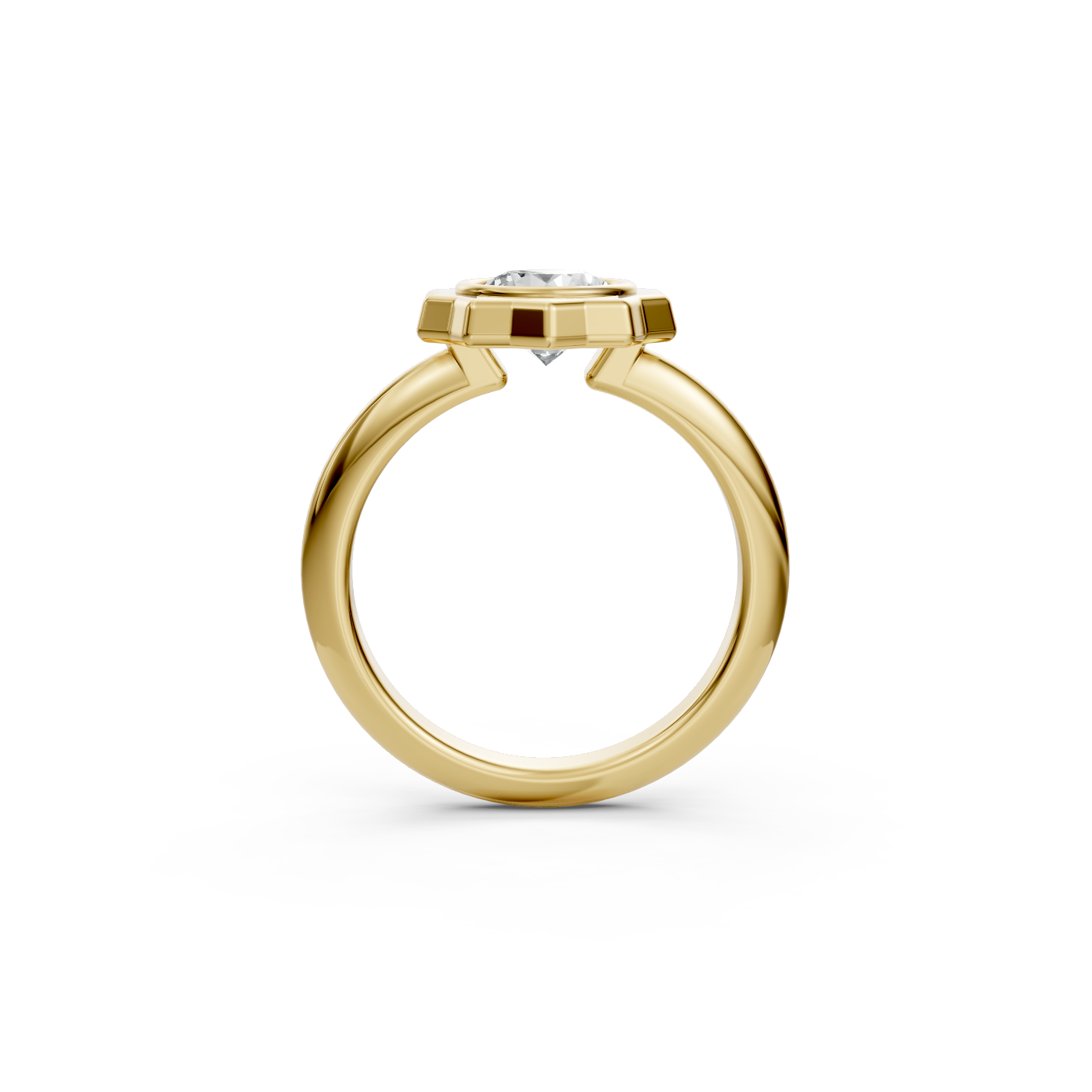 Cannelé Round Brilliant-cut Diamond Solitaire Ring