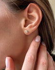 Cannelé Round Brilliant-cut Diamond Stud Earrings