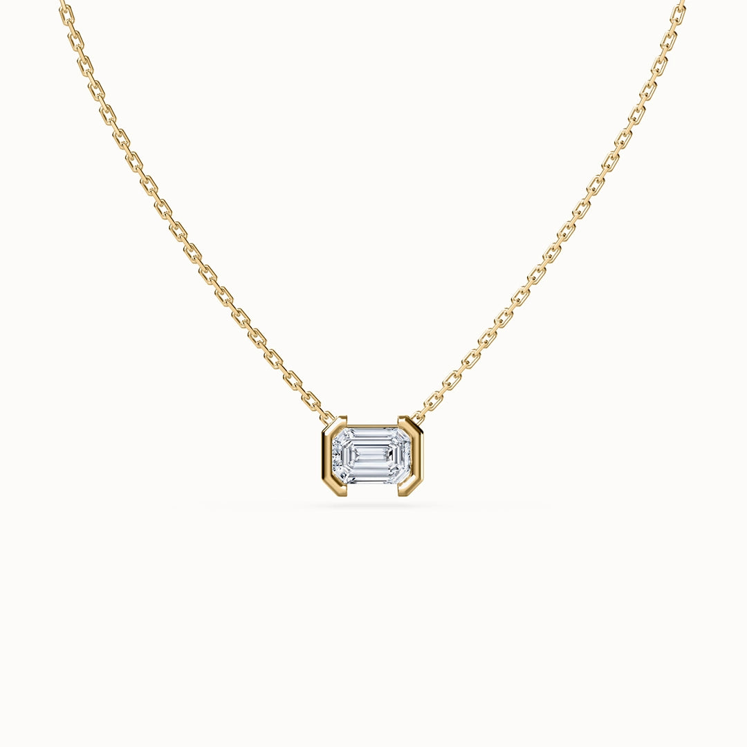 Echo Emerald-cut Diamond Necklace East to West