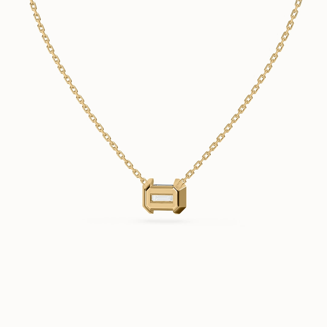 Echo Emerald-cut Diamond Necklace East to West